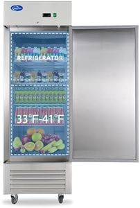kalifon 27" W Commercial Refrigerator 1 Solid Door, 23 Cu.ft Reach-in Stainless Steel Refrigerator, Upright Fan Cooling for Restaurant, Bar, Home, Shop (Equip 4 Shelves) Warehouse Shipments