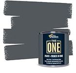 THE ONE Paint & Primer: Multi Surface Paint, Cabinet Paint, Front Door, Walls, Kitchen, Tile Paint - Quick Drying Paint for Interior/Exterior (Dark Grey Satin, 1 Litre)