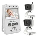 moonybaby Value 100-2 Video baby monitor with camera and night vision, two cameras and auto night vision, long range, 2 way talk back, zoom in, power saving, voice activation, 2.4 inch monitor(Grey)