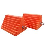 ROBLOCK 2 Pack Wheel Chocks Heavy Duty Orange with Eyebolt for Travel Trailer, 10" Length x 8" Width x 5.7" Height