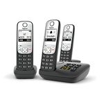 Gigaset A690A Easy to use Cordless DECT Home Telephone with Answering Machine, Speakerphone,Nuisance call block, home office. Single Handset, Silver/Black (Trio)