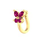 VAMA FASHIONS Butter Fly Design Ruby Stone Clip On Nose Pin Non Piercing Pressing Nose Ring Stud for Women & Girls