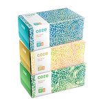 Coze Face Tissue Box (2 Ply, 200 Pulls) | Pack of 3 Assorted Coloured Boxes | 100% Skin-safe, FDA Approved, OBA Free | Sleek Tissue Box for Car, Bathroom, Bedroom, Office | Car Tissue Paper Box