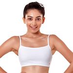 Enamor Women's Slim Strap Stretch Cotton Non-Padded Antimicrobial Beginners Slip-on Wireless Teenager Full Coverage Bra(BB02-White-XXS)