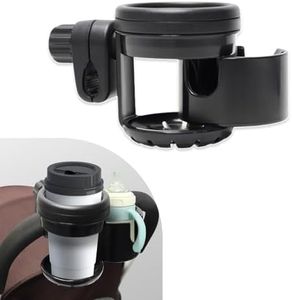 Lusinus Stroller Cup Holder Compatible with YOYO/YOYO2/YOYO3 – 2-in-1 Adjustable Double Cup Holder with 360° Rotating Clamp – Fits Baby Bottles, Coffee Cups, Travel Mugs