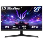 LG UltraGear Gaming Monitor 27GS60F, 27 Inch, 1080p, 180Hz, 1ms Response Time, HDR 10, NVIDIA G-Sync & AMD FreeSync compatible, Smart Energy Saving, Displayport, HDMI