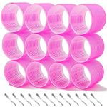 24 Pcs Hair Rollers Set, Hair Curlers With 12 Pcs 64MM Self Grip Jumbo Hair Rollers & 12Pcs Duckbill Clip, Salon DIY Hairdressing Curlers Hair Curlers Rollers Tools for Long Medium Short Hair