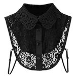 PALAY® Lace Fake Collar Black Detachable Collar Half Shirt Collar for Women Elegant Floral Lace False Blouse Dickey Collar Shirt for Women Girls