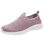 Extra Wide Fit Trainers for Women Lightweight Slip on Running Shoes Comfortable Diabetesal Heel Painal Tennis Shoes Casual Walking Buffer Fitness Sneakers Non Slip Memory Foam Jogging Shoes (Pink, 6)