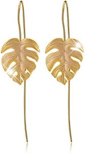 S925 Sterling Silver Drop Earrings Monstera Leaves Dangle Earring for Women and Girls, Handmade Unique Jewelry