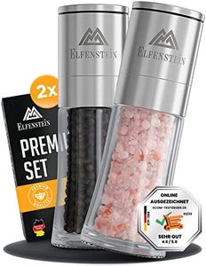 ELFENSTEIN Edelstahl Salz und Pfeffermühle Set mit [Keramikmahlwerk - stufenlos einstellbar] Pfeffer Salz Mühlenset, Pfeffer und Salzmühle klein, Salz Pfeffermühle, Gewürzmühlen Set