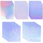 GIRAFEDA Holographic Vinyl Sticker 30 Sheets A4 Size Rainbow Vinyl Sticker Permanent Vinyl Self Adhesive 5 Styles Holographic Stickers for DIY Deco Sticker Projects Craft Scrapbooking Home Decoration