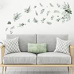 Gelapa Plant Wall Stickers, Eucalyptus Leaf Wall Decal, Green Wall Art Decor for Office Nursery Home Living Room Kitchen Bedroom Aesthetic, Room Decor for Teen Girls Boys Kids Baby