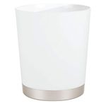 InterDesign Sedona Wastebasket Trash Can for Bathroom, Kitchen, Home Office - Matte White/Nickel