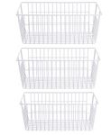 SANNO Freezer Wire Organizer Storage Basket Large Organizer Bins for Organizing Fridge Storage, Freezer, Office, Bathroom, Pantry Organization Storage Bins Rack with Handles-Set of 3 White