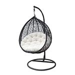 Bhairav Store Furniture Single Seater Hammock Swing Chair with Stand & Cushion Hanging Jhula for Indoor, Outdoor, Balcony,Home, Patio, Yard, Balcony, Garden(Black Swing & White Cushion)