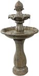 Sunnydaze Pineapple 46-Inch 2-Tier Solar Water Fountain with Battery Backup - Submersible Pump - Earth Finish