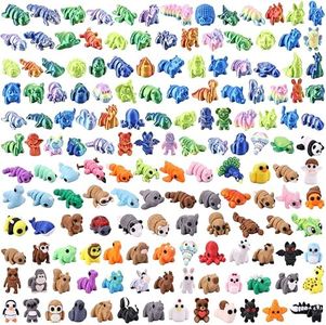 156 pcs Mini 3D Printed Animal Figurines, Animal Figurines Set, Articulated, Party Favors, Pocket Fidget Toys Bulk, Goodie Bag Stuffers, Exchange Gifts for Boys Girls , Desk Pets, Classroom Rewards