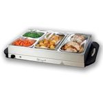 AAMEN Electric Buffet Server, 4-Tray Electric Hot Plate Food Warmer Serving Tray, Removable Sections & Lids, Food Warmer Buffet Server, Ideal for Kitchen Storage, Buffet Server Food Warmer