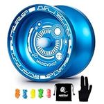 MAGICYOYO Yoyo for Beginners Kids, Professional Responsive Yoyo T7 Metal Aluminum Yo-yo Easy to Return, with 5 Yoyos Strings, Yo Yo Bag, Yoyo Glove - Deep Blue