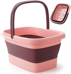 moohemoo Collapsible Foot Bath Basin Foot soak Tub, Foot Soaking Tub with Massage Acupoint for Feet Soaking, Pedicure Foot Spa, Multifunction Plastic Bucket with Handle, Home Spa Treatment – Pink