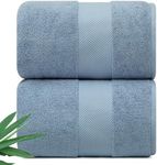 Alusa Home Ultra Soft & Plush Viscose from Bamboo Bath Sheets - 700 GSM Pack of 2 - Extra Large 70x35 in - Super Absorbent & Quick Drying (Chambray)