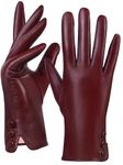 GSG SINCE 1998 Womens Chrome-free Leather Gloves Touchscreen Sheepskin Wool Lined Winter Warm Driving Gloves Burgundy Large