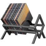 COWISH Record Storage Holder - Metal Record Stand 80-100 LP Storage Vinyl Organizer for Albums Audio Easy to Assemble Black