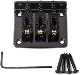 Alnicov Cigar Box Guitar Parts: 3-string Black Hard-tail Adjustable Bridge - Black