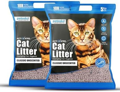 PETOSKA Activated Cat Litter- 10Kg | Scoopable Bentonite Clay Cat Litter | Advanced Clumping Unscented Litter Sand | 99.9% Dust Free | Natural | Odour Control Pack of 2