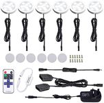 AIBOO Linkable Under Cabinet LED Lighting 12V Dimmable Puck Lights Hardwired with Wireless RF Remote Control for Kitchen Mood Lighting (Daylight White 6000K)