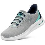 STQ Slip on Walking Shoes for Women Hands Free Lightweight Non-Slip Sneakers Women with Arch Support Lightweight and Comfort for Elderly Women Grey Teal Size 7