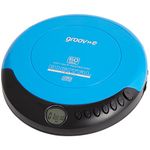 groov e RETRO Compact CD Player - Personal Music Player with CD-R & CD-RW Playback - Anti-Skip Protection, Programmable Tracks - Earphones Included - Micro-USB or Battery Powered - Blue