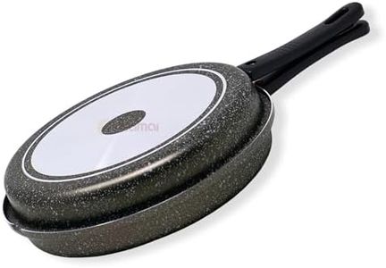 NAMAI - Poele Double - 24CM - Lavable au Lave-Vaisselle - Poignée Amovible - Aluminium - Poele Omelette - Poele Double Compartiment - Poele à Tortillas - Double Poele - Made in Italy
