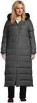 Lands' End Women's Plus Size Faux Fur Hooded Down Winter Long Coat, 1X, Dark Stone Heather Faux Fur