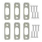 Round Corner Deadbolt Strike Plate 1" x 2-1/4" with 12 Screws 1-3/8" (Satin Brushed Nickel) - 6 Pack