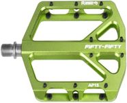 FIFTY-FIFTY Mountain Bike Pedals, Non-Slip and Aluminum Alloy Bicycle Flat Pedals, 9/16" Sealed Bearing, Lightweight and Wide Platform for All Mountain, Enduro, Downhill, E-Bike, MTB (Green)