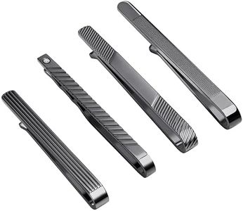 Tie Clip for Men 4 Pack, Gun Black Tie Pins and Clips for Men Set, Unique Tie Bar Tie Pinch Tie Clasp Ideal for Skinny Ties, Regular Ties, Wedding Anniversary, Business