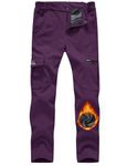 YSENTO Womens Waterproof Walking Hiking Fleece Lined Trousers Winter Thermal Outdoor SKi Camping Softshell Trousers(Purple,XL)