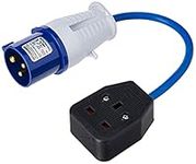 Powermaster 341082 16A-13A Fly Lead Converter 16A Plug to 13A Socket, Blue