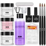 Yokilly Acrylic Nail Kit for Beginners: Acrylic Powder Set 3 Colors Pink White Clear Nail Powder - Nail Set with 100PCS Nail Tips Nail Art Brush Nails Extension Starter Kits for Home Salon