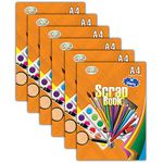 JMS we create smile (Set of 6) Staple Bound Scrapbooks Assorted Colour Sheets, A3/A4 Scrap Books for Children Kids and Adults - Art Craft Family Photo Album Card Book (A4)