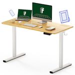 FLEXISPOT Standing Desk Electric Sit Stand Desk with 48 x 24 Inches Ergonomic Memory Controller Adjustable Height Desk with USB Charging Ports(White Frame + Honey Wheat Desktop)