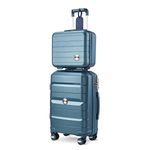 Somago 20IN Carry On Luggage and 14IN Mini Cosmetic Cases Travel Set Hardside Luggage with Spinner Wheels Lightweight Polypropylene Suitcase with TSA Lock (2-Piece Set (14/20), Teal Blue)