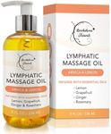 Lymphatic Massage Oil for Massage Therapy | 100% Natural Lymphatic Drainage Oil | Premium Quality with Arnica, Lemon & Ginger Oil | for Post Surgery Recovery & Detox | 8oz by Brookethorne Naturals