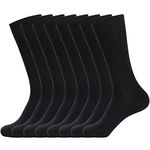 WANDER Classic Ribbed Dress Socks 8 pairs Men's Cotton Solid Premium Socks Seamless Soft Black 7-12 …