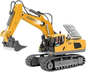KidsFaves Remote Control Excavator Toys for Boys Turns 680-degree 2 Batteries Metal Shovel Lights/Sounds Construction Toys Birthday Gifts Boy Toys for 3 4 5 6 7 8 Years Old