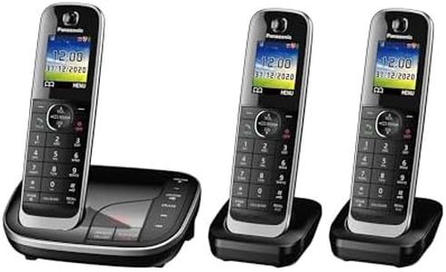 Panasonic KX-TGJ423EB Landline Phone Cordless, House phones, Automated Call Blocker, Answer machine, Colour Display, Triple Handset - Black