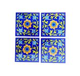 Shiv Kripa Blue Pottery Home Decor Tile Ceramic High Lighter Wall Bathroom Tiles 6 x 6 Inch Set of 4 Tiles (Blue & Multi)