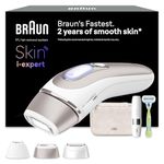 Braun Smart IPL Skin I Expert, at Home Hair Removal, Alternative for Laser Hair Removal, Smart IPL with Exclusive Free App, Mini Face Shaver, 3 Heads, 2 Years of Smooth Skin, PL7249